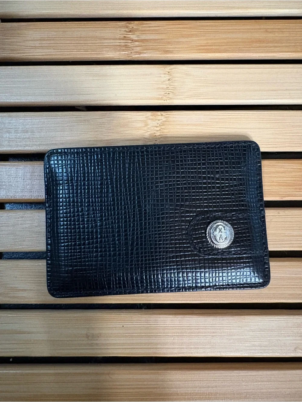 CHARIROL Black Textured Leather Card Holder